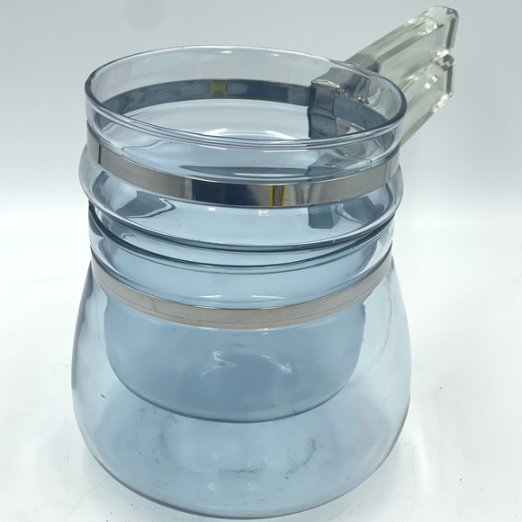 2pc Pyrex Flame-ware “Bain Marie” Blue Tint Glass...